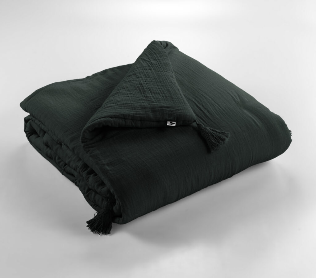 Bout de lit 90 x 200 cm Gaze de coton unie GAÏA Sapin