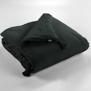 Bout de lit 90 x 200 cm Gaze de coton unie GAÏA Sapin